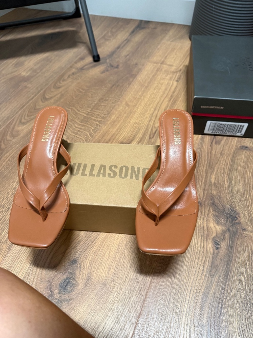 Brown flip-flop 1 inch heel. Dress shoes.